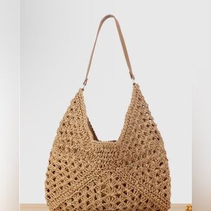 Commense Tan Crochet Shoulder Bag